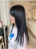 ロング ネイビーブラック 艶髪 ツヤ髪 うるツヤ ブルーブラック