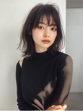 フリーダム ベル 下中野店(freedom belle) 黒髪でふわっと軽さを出した［外はねセミディ］