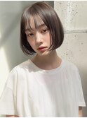 艶髪 ショートボブ 顔周りカット 透明感カラー アッシュブラウン