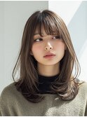 ミディアムレイヤー/ハッシュカット/ブラウン/シャギーカット