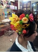 生花たっぷりアップスタイル