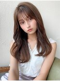 アフロート矢田菜津紀　大人セミロング薄め前髪20代30代髪型