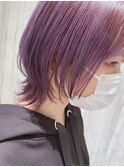 ミニウルフ/くすみブルー/流れるレイヤー/インナーハイライト