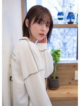 リル(Lilou) 【Lilou】シースルー前髪.ワンレンボブ.スモーキーグレージュ