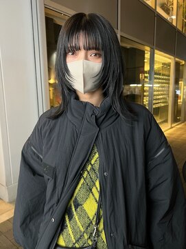 カフ(CAF) CAF松本【ブルーブラック×ミディアムウルフレイヤーカット】