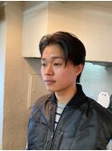 MEN'S HAIRマッシュウルフアッシュブラックカルマパーマ