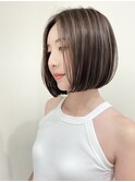 表参道ボブ白髪ぼかしハイライトショートボブカット30代40代