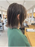 切りっぱなしボブ×マロンベージュ