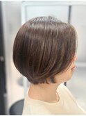 30代40代50代60代大人ショートボブ　マロンベージュ　白髪ぼかし