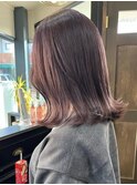 小顔ストレートロングストレートパーマオリーブベージュ韓国ボブ
