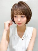 耳かけショートボブ似合わせカット30代40代チェリーブラウン