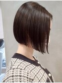 横浜西口大人ショートボブココアベージュ前髪なしグレージュ40代