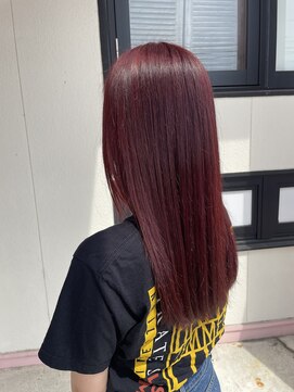 ワークスヘアー(WORKS HAIR) ブリーチなしダブルカラー ワインレッド