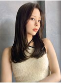 【前川薫子】韓国 ローレイヤー かき上げバング ブルーブラック