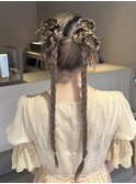 ツイン タイト 編み込み 個性派ツイン ヘアセット ヘアアレンジ
