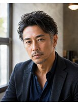 MEN's Baguz MEN'Sカット/ MEN'Sパーマ/ MEN'Sカラー 大人メンズ無造作ウェーブセンターパートツーブロックパーマ