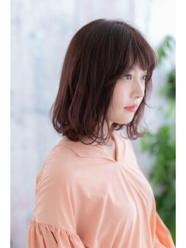 ミック ヘアアンドビューティー 大山店(miq  Hair&Beauty) 透け感バングで大人ガーリー♪チェリーブラウン外ハネミディb