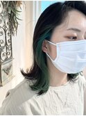 黒髪×イヤリングcolor【green】