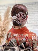 卒業式ヘア袴ヘア着付け振袖シニヨン水引き金箔ヘアK20240111