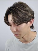 メンズショートビジネスツーブロックセンターパートフェード