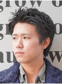 ビジネスショートメンズマッシュツイストパーマツーブロック