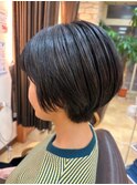 30代40代50代黒髪小顔マニッシュ美シルエットショートボブ