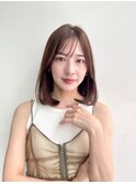 ミディアムヘア*ワンカールレイヤーカット*髪質改善*白髪染め