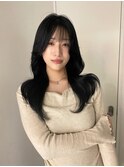 ロングレイヤー・レイヤーカット・ブルーブラック