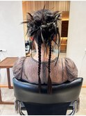 お呼ばれヘアセットカチモリお団子ヘアアレンジ結婚式二次会