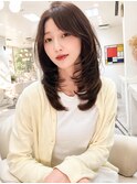 倉敷レイヤーカット20代30代オリーブベージュカラー顔周りカット
