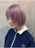 調布ダブルカラーレイヤーボブウルフショートミルクグレージュ