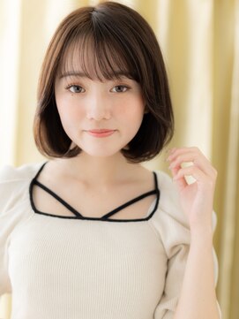 カバーヘアアンドスパ ブリス 浦和(COVER HAIR&SPA bliss) シースルーバング黒髪ダークブラウンワンカールボブ20代30代X