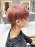 ピンクブラウンブリーチカラー/ショートウルフショート