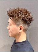ツーブロックショート ハードパーマ オールバック メンズカラー