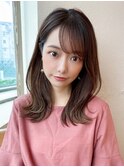 グレージュカラー/デザインカラー/斜めバング/シルキーベージュ