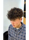 プードルパーマメッシュツーブロックメンズパーマ刈り上げ