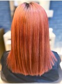 20代30代40代髪質改善カラーオレンジベージュ艶感ロブヘアー