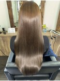 髪質改善　髪質改善カラー　艶感ベージュ　ストレート　ロング　