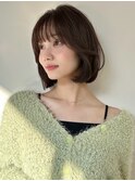 韓国ボブヘアイメチェン小顔顔周りレイヤーマロングレージュ