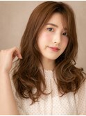 大人可愛い韓国風巻き毛先パーマフェミニンロングX志木30代40代