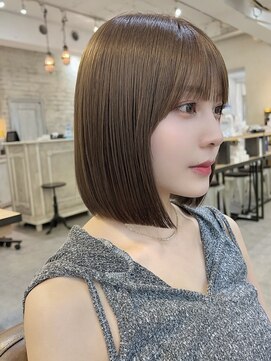 ミンクス 青山店(MINX) 【MINX清水】ぱっつんボブ 切りっぱなし 縮毛矯正