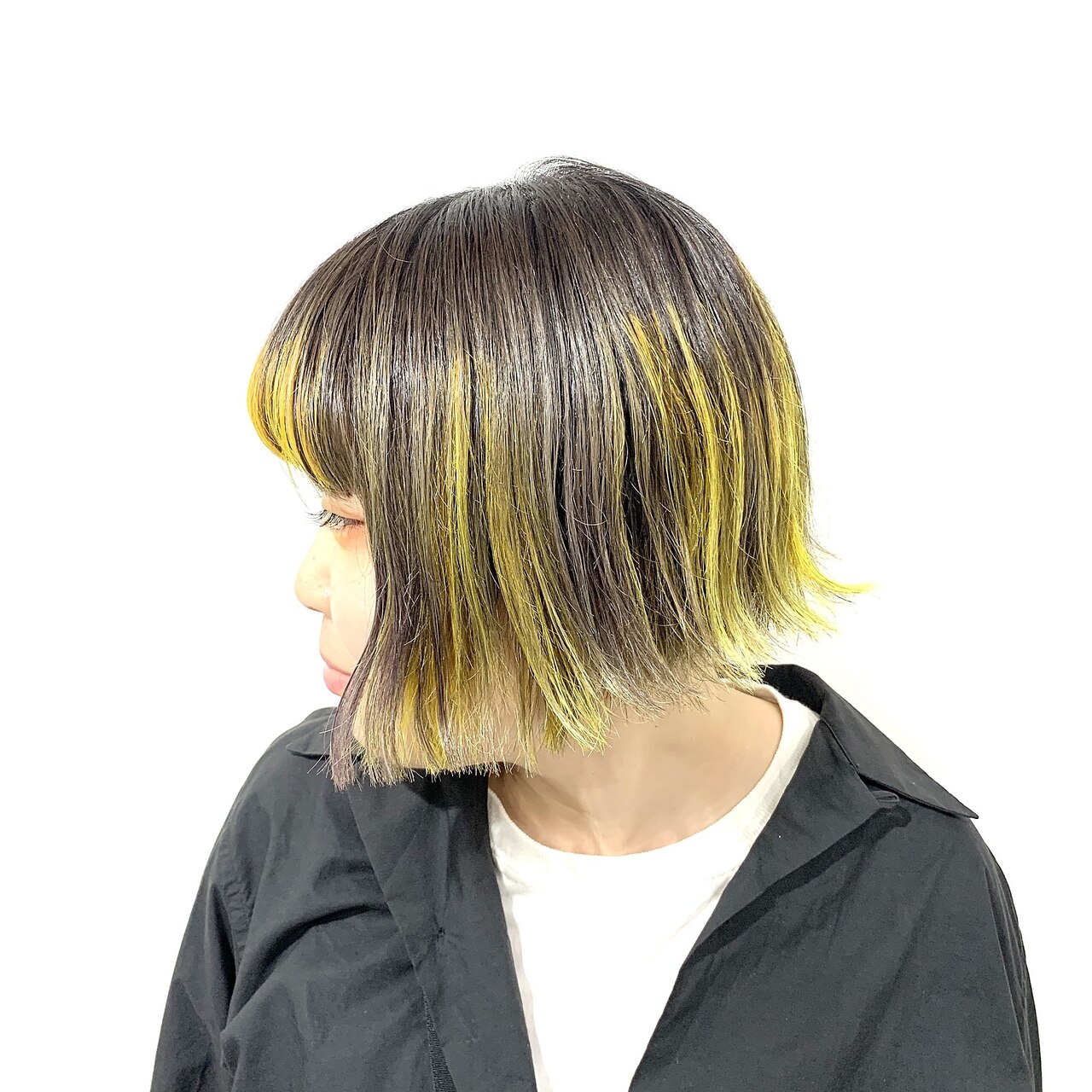 prankster]切りっぱなしボブのイエロー ハイライト：L050102017