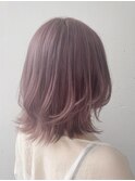 ブリーチありピンクパープルカラー ミディアムボブ 渋谷momoko