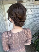 アップスタイル　お呼ばれヘア　シニヨン　ヘアセット