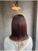 韓国レッドブラウン大人ミディ外ハネボブシンプルストレート立川