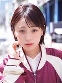 【SHARON】切りっぱなしショート×ピンクブラウン