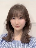 ミディアムヘア/韓国ヘア/顔まわり/透明感ベージュ/谷町四丁目