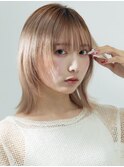 二俣川_レディース_セミロング_ブリーチ_ハイトーン_顔まわり
