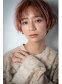 □透明感オレンジベージュ小顔ショートボブ415戸田公園20代30代
