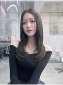 美髪韓国レイヤーイメチェン夏ハイライトカラーくびれヘア